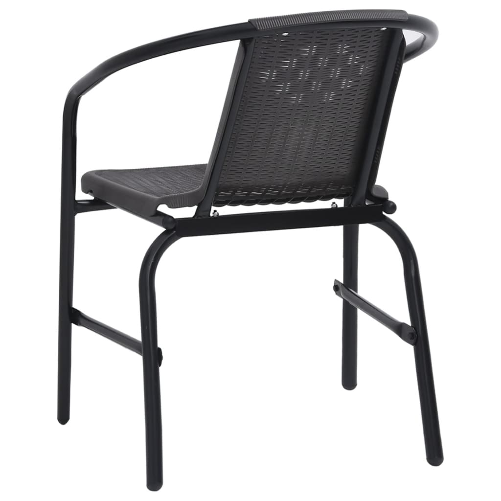 vidaXL Patio Chairs 4 pcs Plastic Rattan and Steel 242.5 lb-3