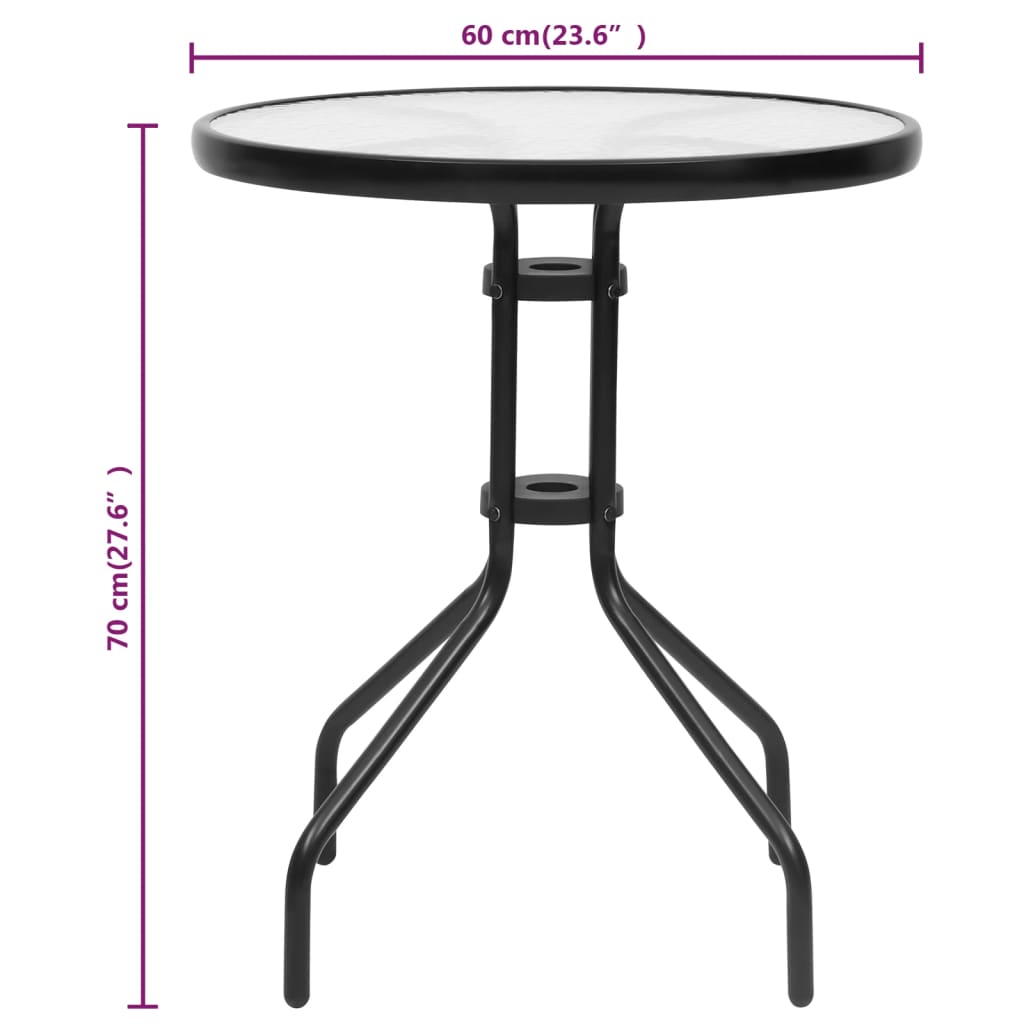 vidaXL Patio Table Black Ø23.6"x27.6" Steel-5