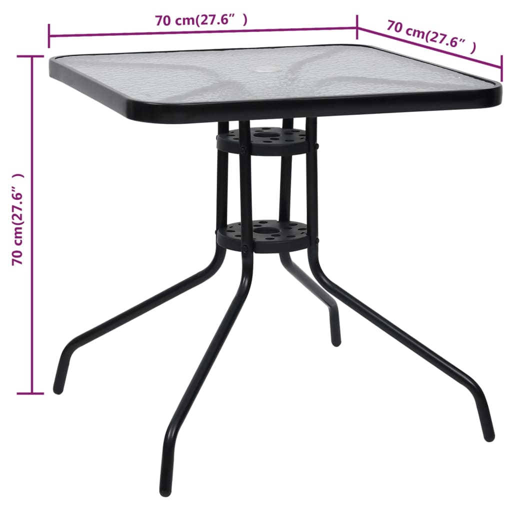 vidaXL Patio Table Black 27.6"x27.6"x27.6" Steel-4