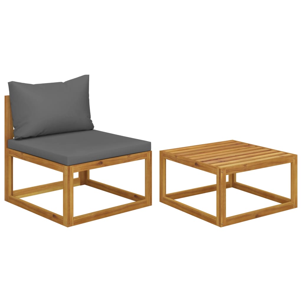 vidaXL 2 Piece Patio Sofa Set with Cushion Solid Acacia Wood-1