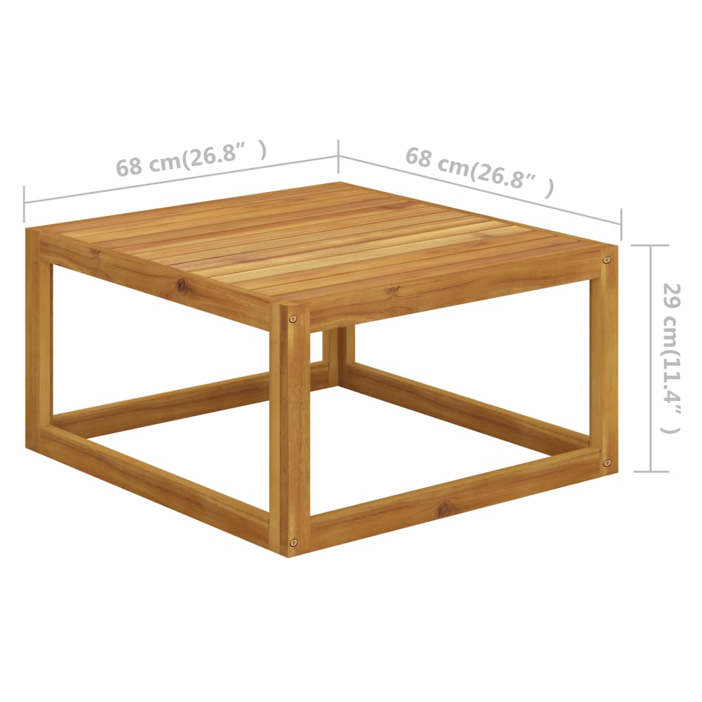 vidaXL Coffee Table 26.7"x26.7"x11.4" Solid Acacia Wood-4
