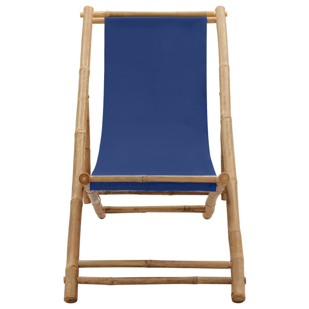 vidaXL Patio Deck Chair Sling Chair for Balcony Deck Porch Bamboo and Canvas-18