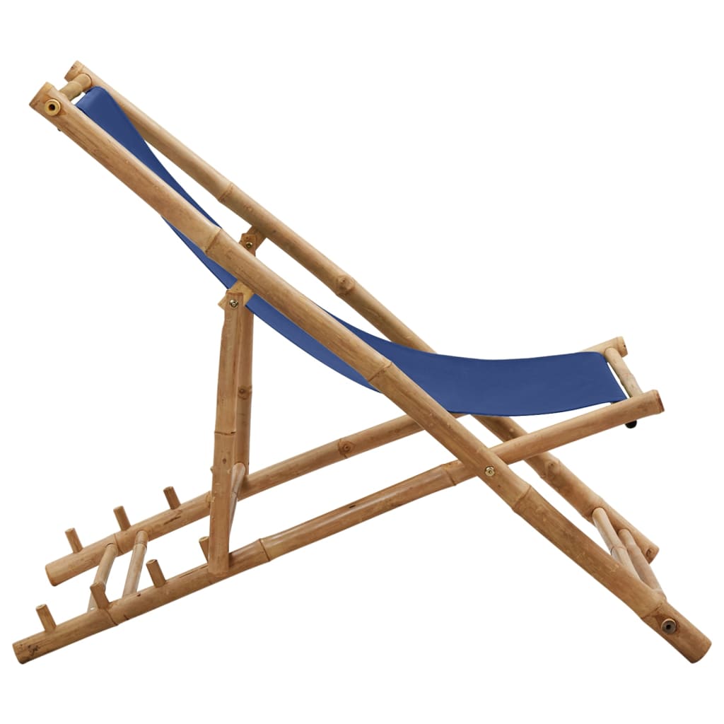 vidaXL Patio Deck Chair Sling Chair for Balcony Deck Porch Bamboo and Canvas-22