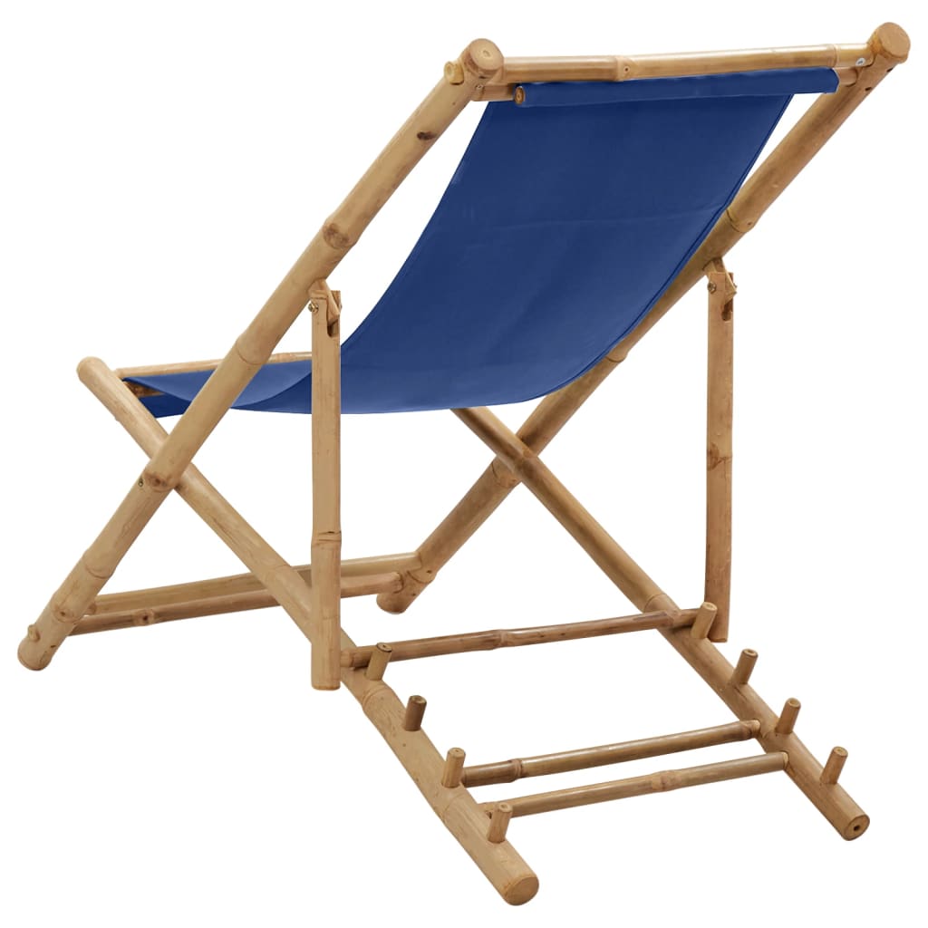 vidaXL Patio Deck Chair Sling Chair for Balcony Deck Porch Bamboo and Canvas-25