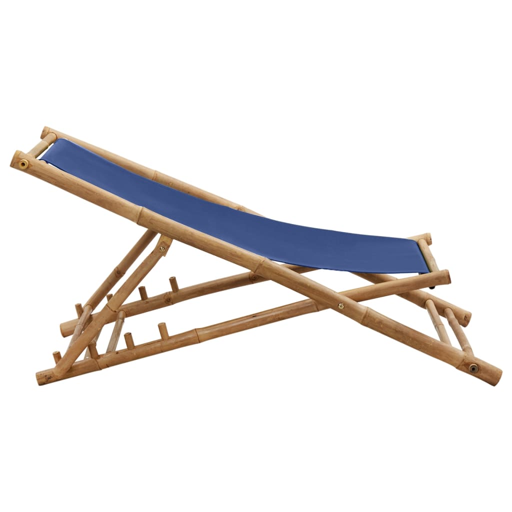 vidaXL Patio Deck Chair Sling Chair for Balcony Deck Porch Bamboo and Canvas-28