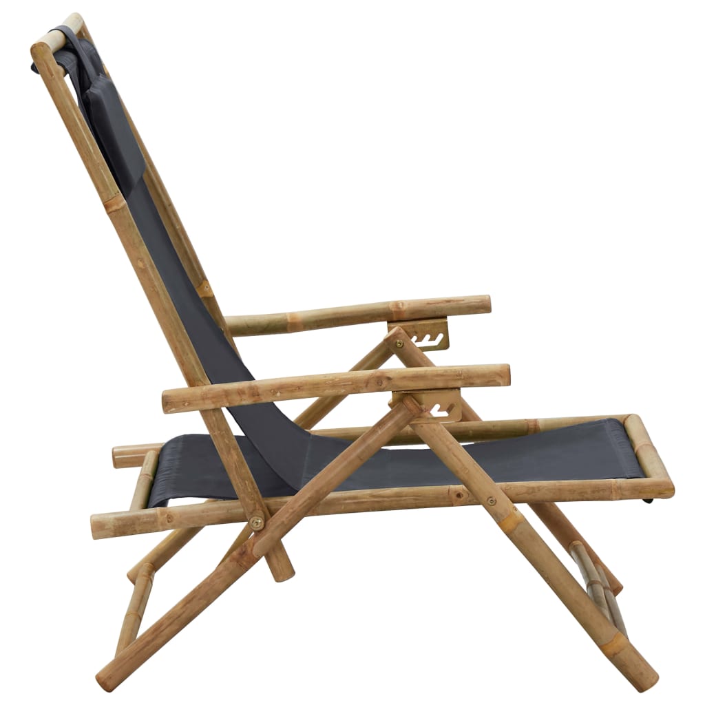 vidaXL Patio Deck Chair Patio Sling Chair with Headrest for Deck Beach Bamboo-4