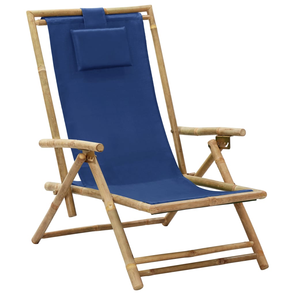 vidaXL Patio Deck Chair Patio Sling Chair with Headrest for Deck Beach Bamboo-6