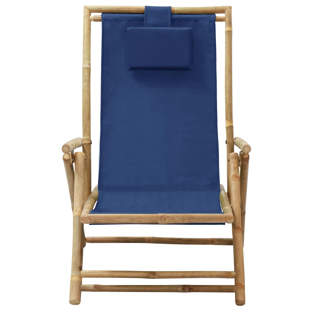 vidaXL Patio Deck Chair Patio Sling Chair with Headrest for Deck Beach Bamboo-8