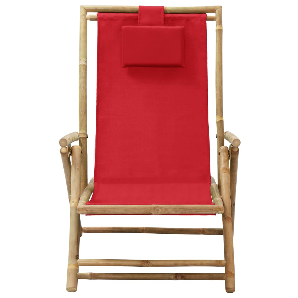 vidaXL Patio Deck Chair Patio Sling Chair with Headrest for Deck Beach Bamboo-14