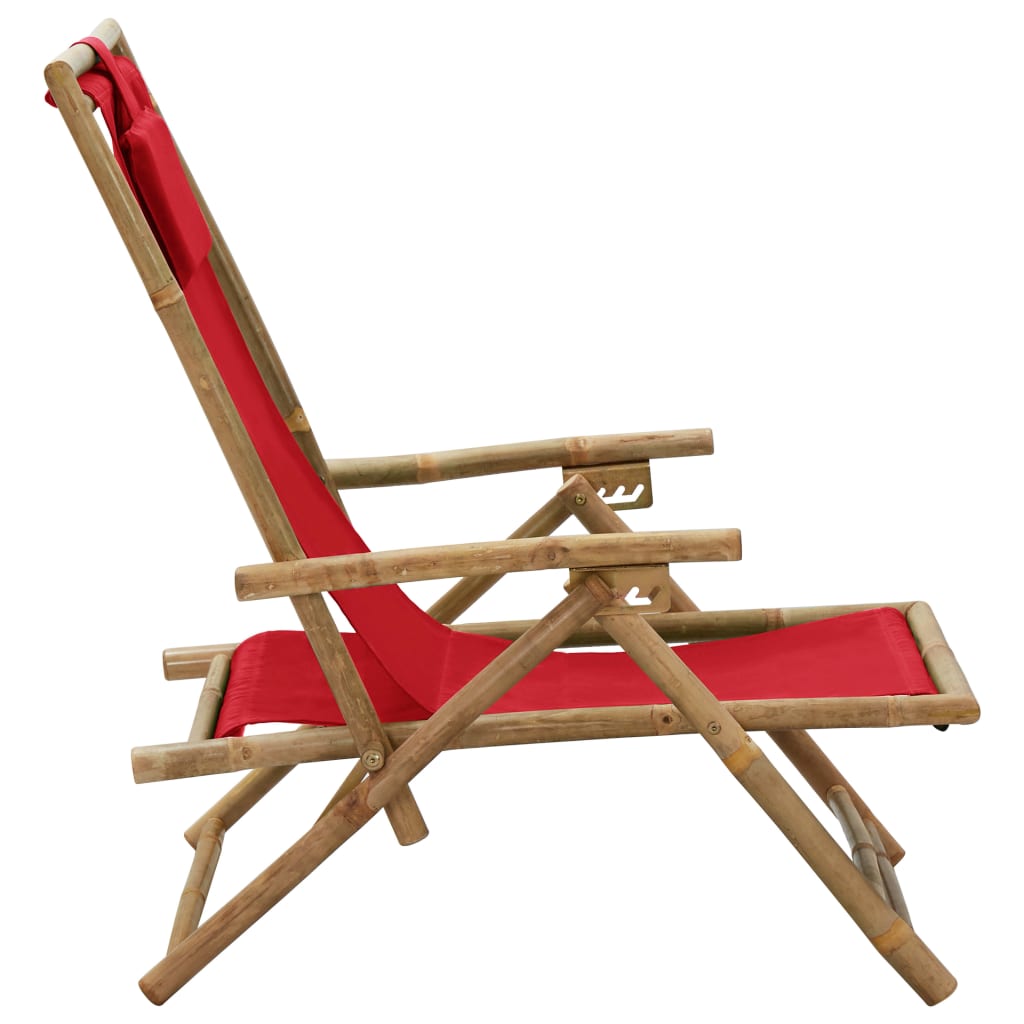 vidaXL Patio Deck Chair Patio Sling Chair with Headrest for Deck Beach Bamboo-16