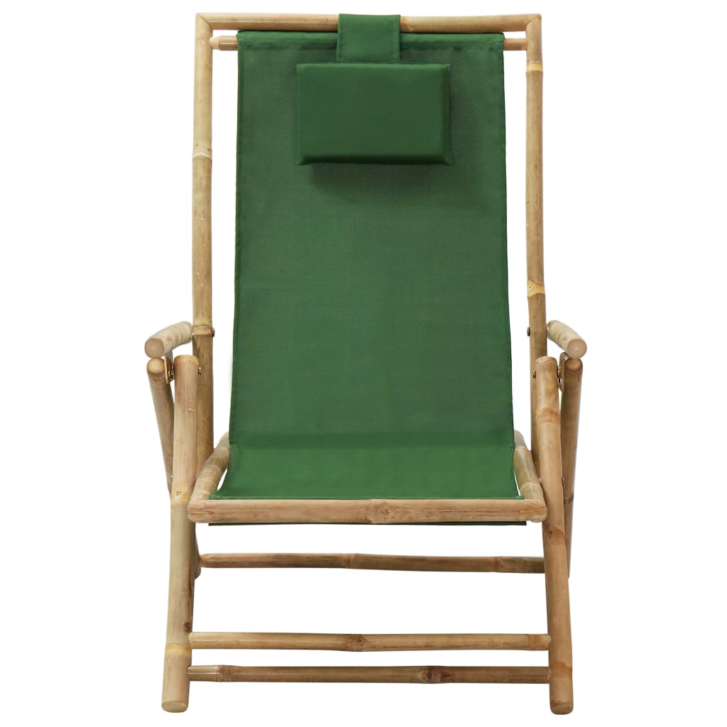 vidaXL Patio Deck Chair Patio Sling Chair with Headrest for Deck Beach Bamboo-1