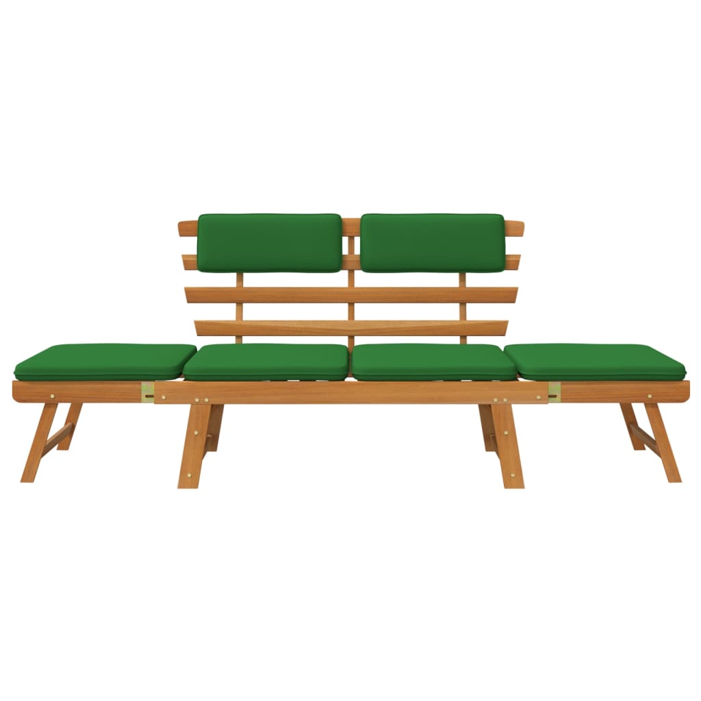 vidaXL Patio Bench Outdoor Garden Bench with Cushions 2-in-1 Solid Wood Acacia-2