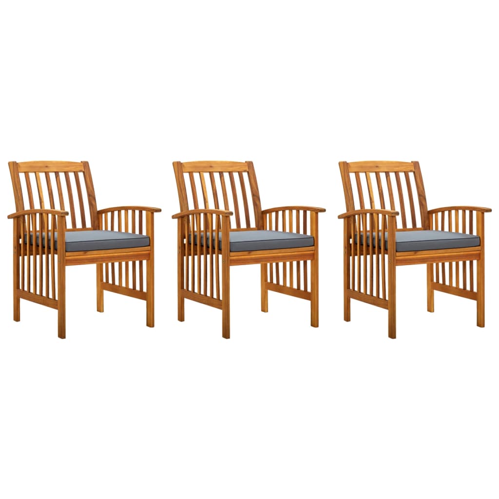 vidaXL Patio Dining Chairs Outdoor Patio Chair with Cushions Solid Wood Acacia-26