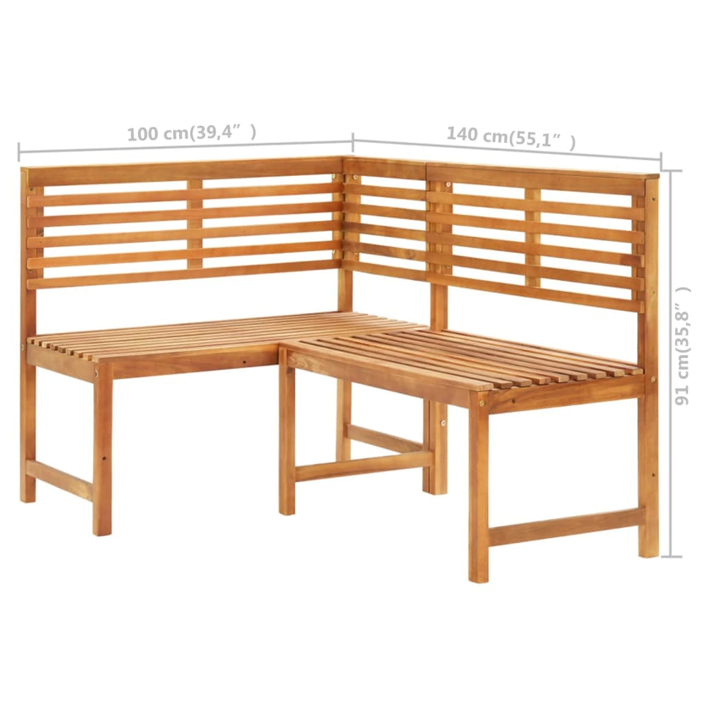 vidaXL Outdoor Corner Bench Side Bench for Patio Garden Solid Wood Acacia-5