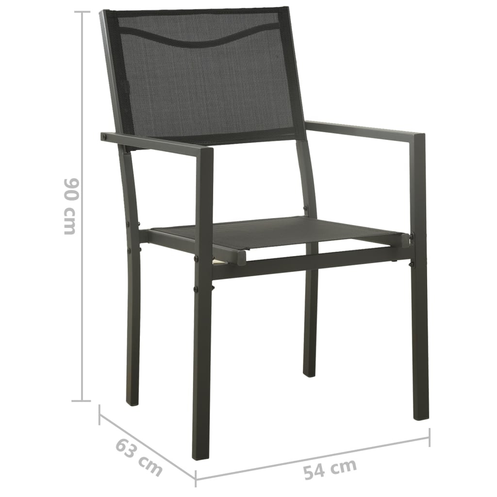 vidaXL Patio Chair Outdoor Seating Patio Furniture Textilene and Steel Black-4