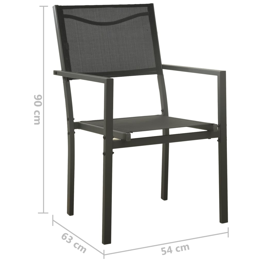 vidaXL Patio Chair Outdoor Seating Patio Furniture Textilene and Steel Black-1