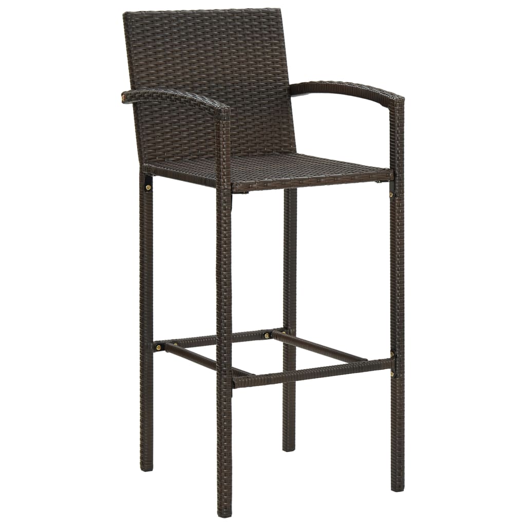 vidaXL Bar Stools 2 pcs Brown Poly Rattan-7