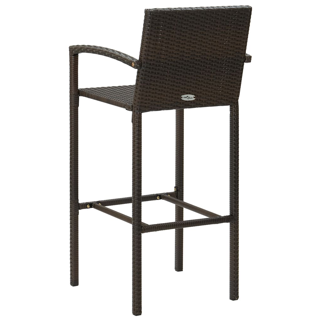 vidaXL Bar Stools 2 pcs Brown Poly Rattan-40