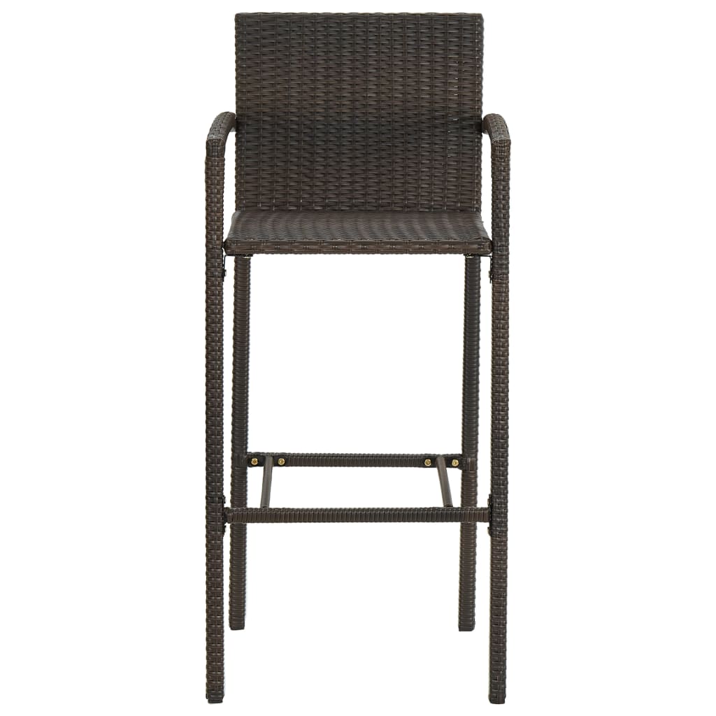 vidaXL Bar Stools 2 pcs Brown Poly Rattan-44