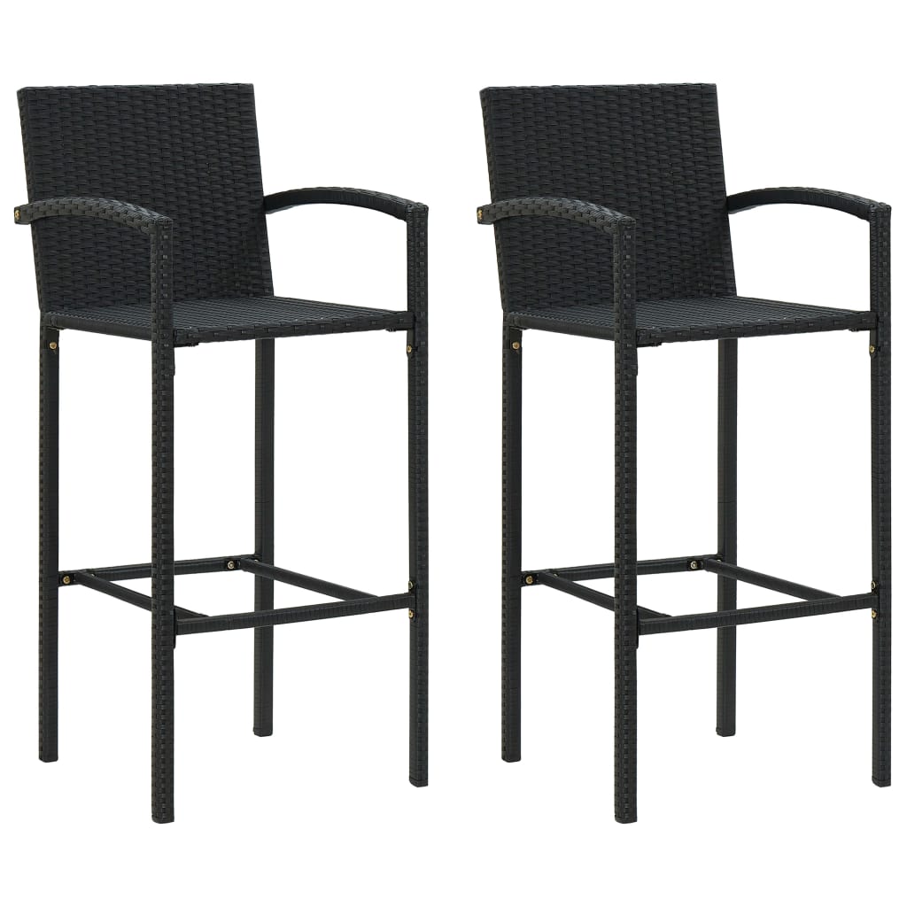 vidaXL Bar Stools 2 pcs Brown Poly Rattan-17