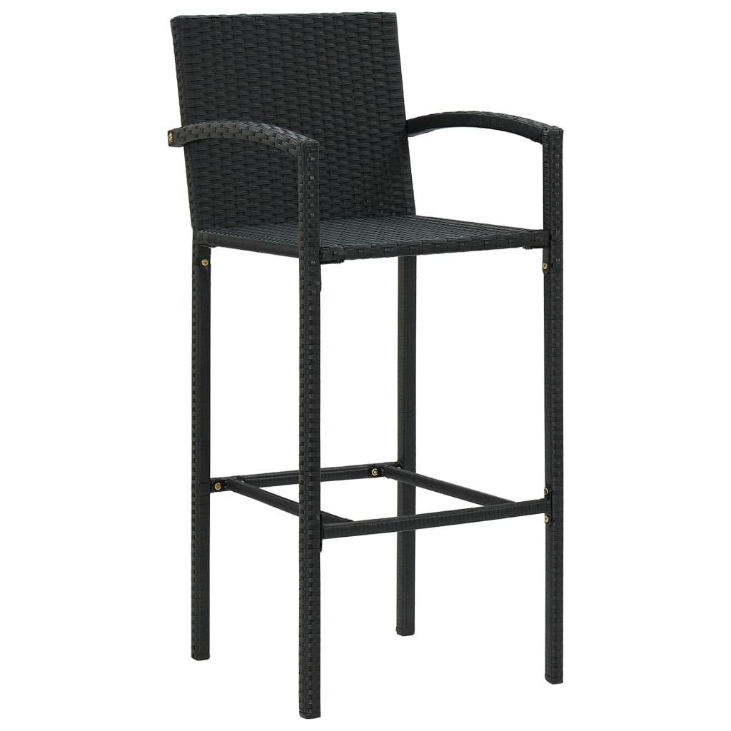 vidaXL Bar Stools 2 pcs Brown Poly Rattan-22