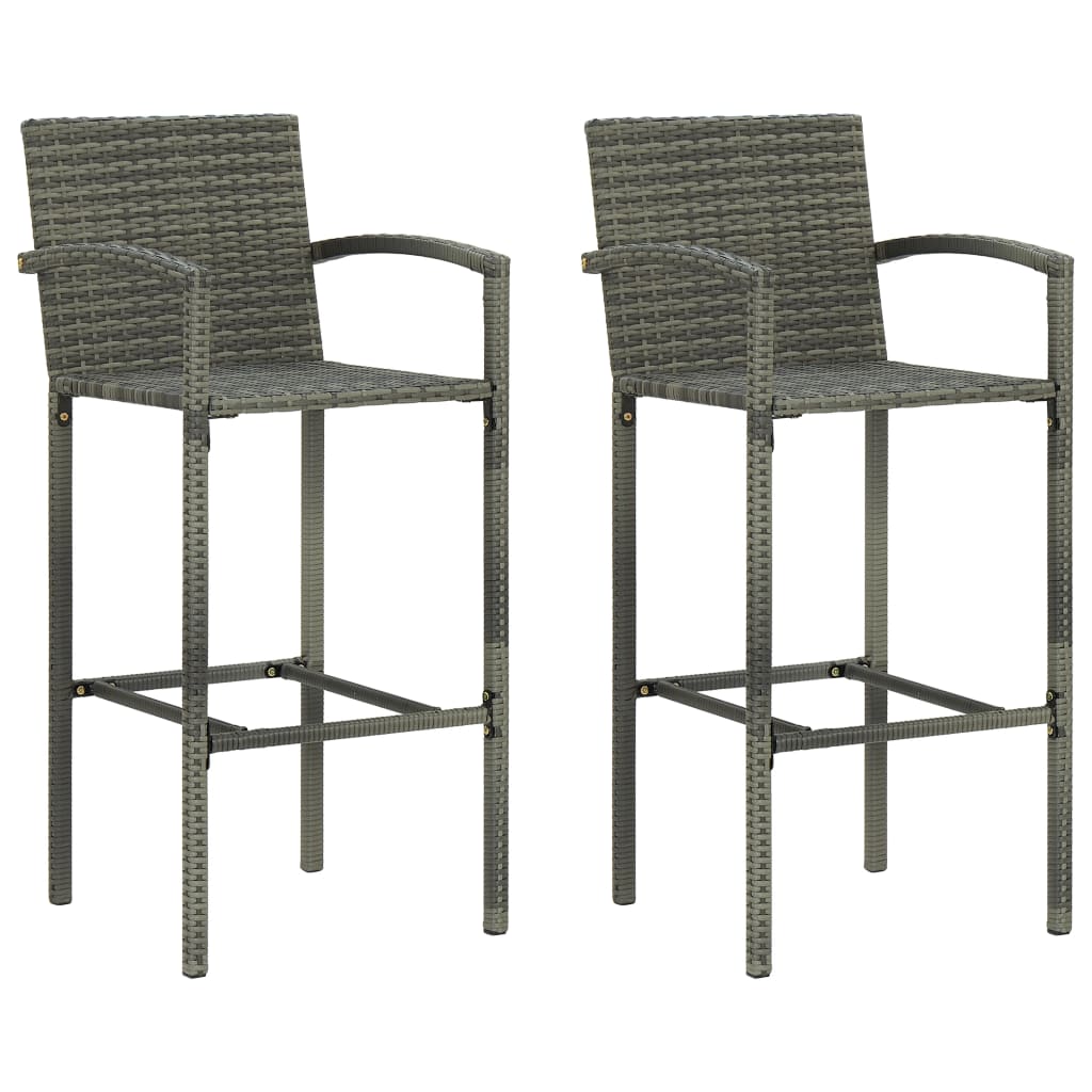 vidaXL Bar Stools 2 pcs Brown Poly Rattan-32