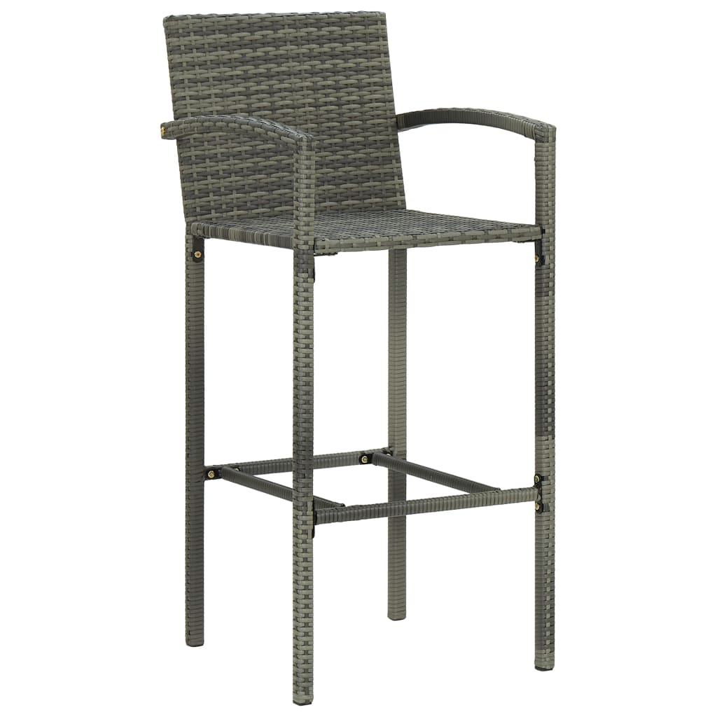 vidaXL Bar Stools 2 pcs Brown Poly Rattan-37