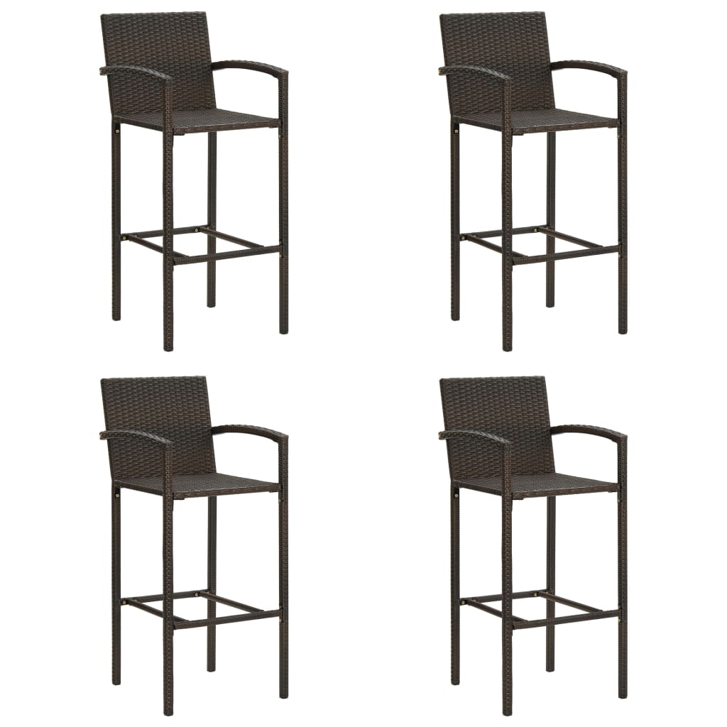 vidaXL Bar Stools 2 pcs Brown Poly Rattan-46