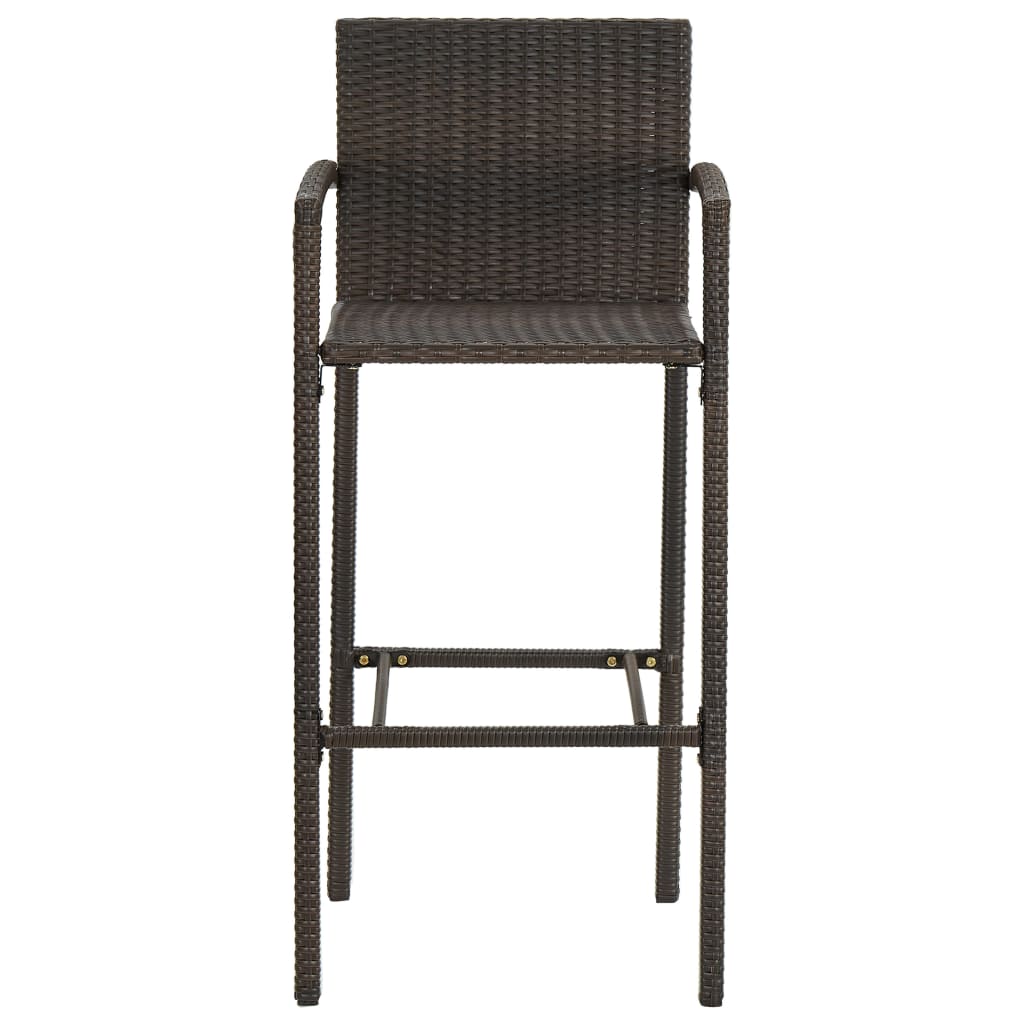 vidaXL Bar Stools 2 pcs Brown Poly Rattan-5