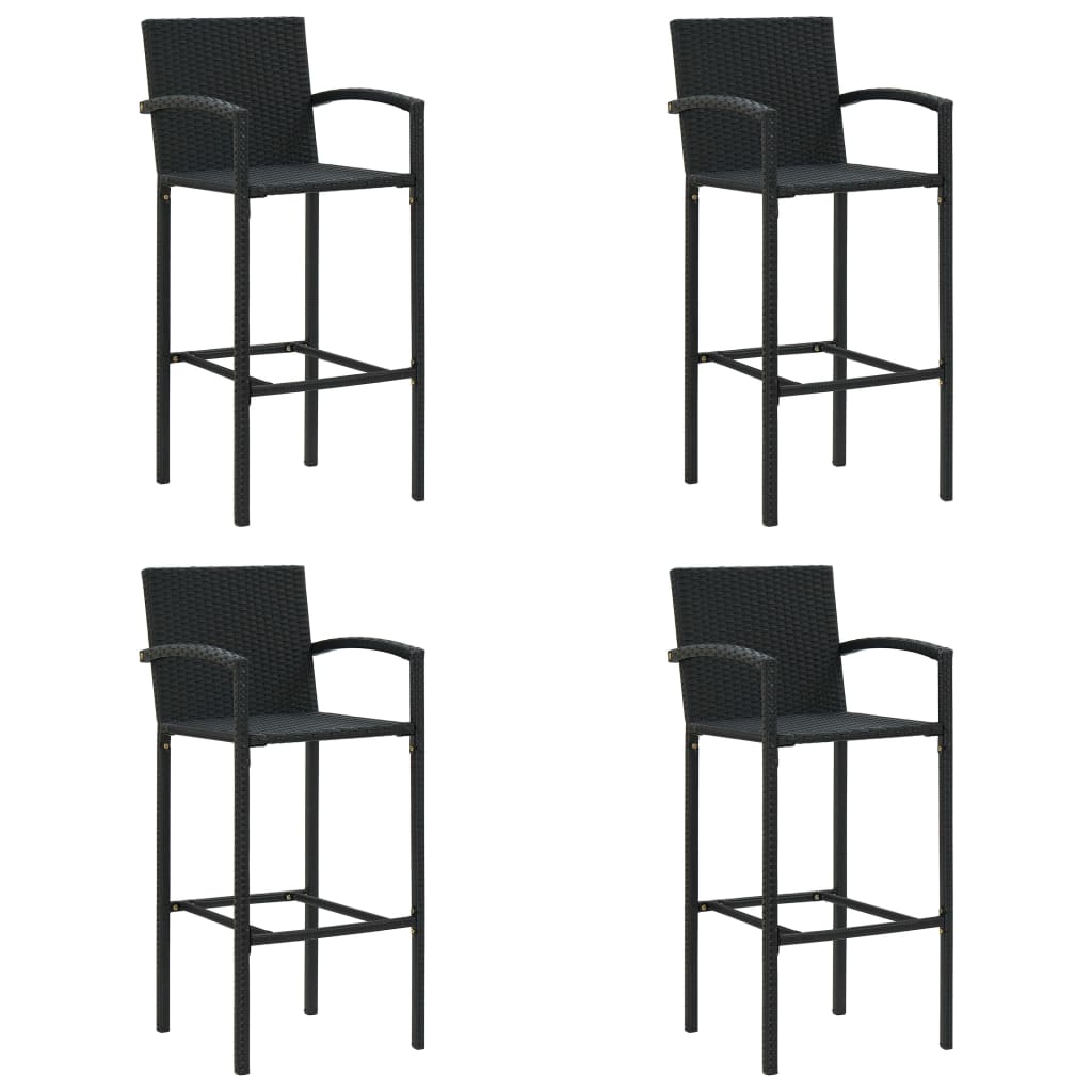 vidaXL Bar Stools 2 pcs Brown Poly Rattan-10