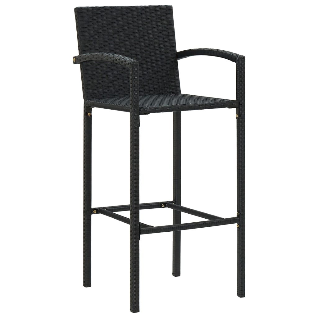 vidaXL Bar Stools 2 pcs Brown Poly Rattan-15