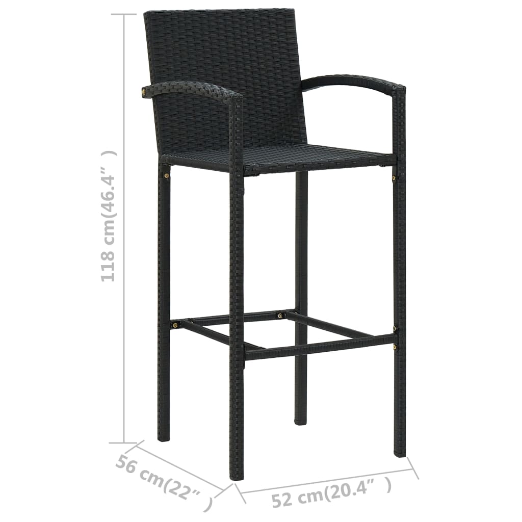 vidaXL Bar Stools 2 pcs Brown Poly Rattan-38