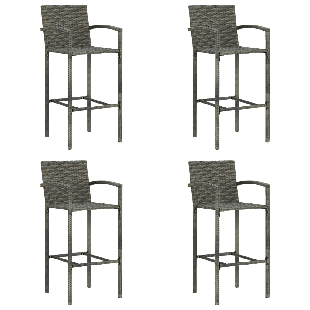 vidaXL Bar Stools 2 pcs Brown Poly Rattan-25