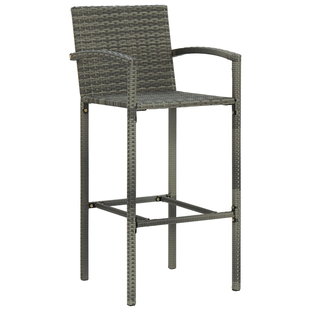 vidaXL Bar Stools 2 pcs Brown Poly Rattan-30