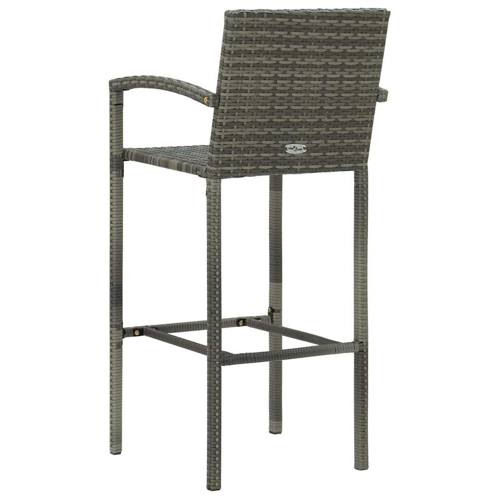 vidaXL Bar Stools 2 pcs Brown Poly Rattan-47