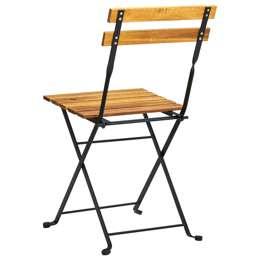 vidaXL Patio Folding Chairs Bistro Foldable Chair Steel and Solid Wood Acacia-34