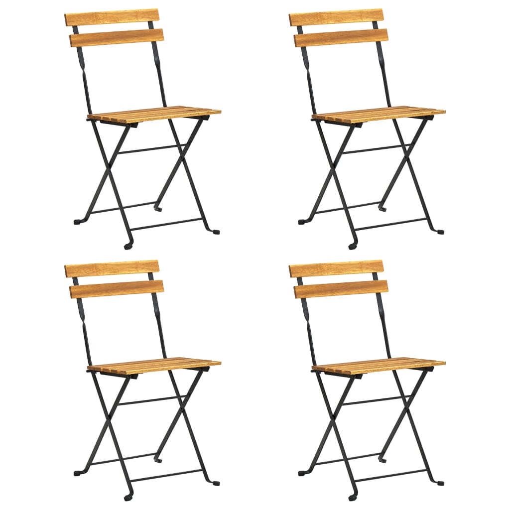 vidaXL Patio Folding Chairs Bistro Foldable Chair Steel and Solid Wood Acacia-28