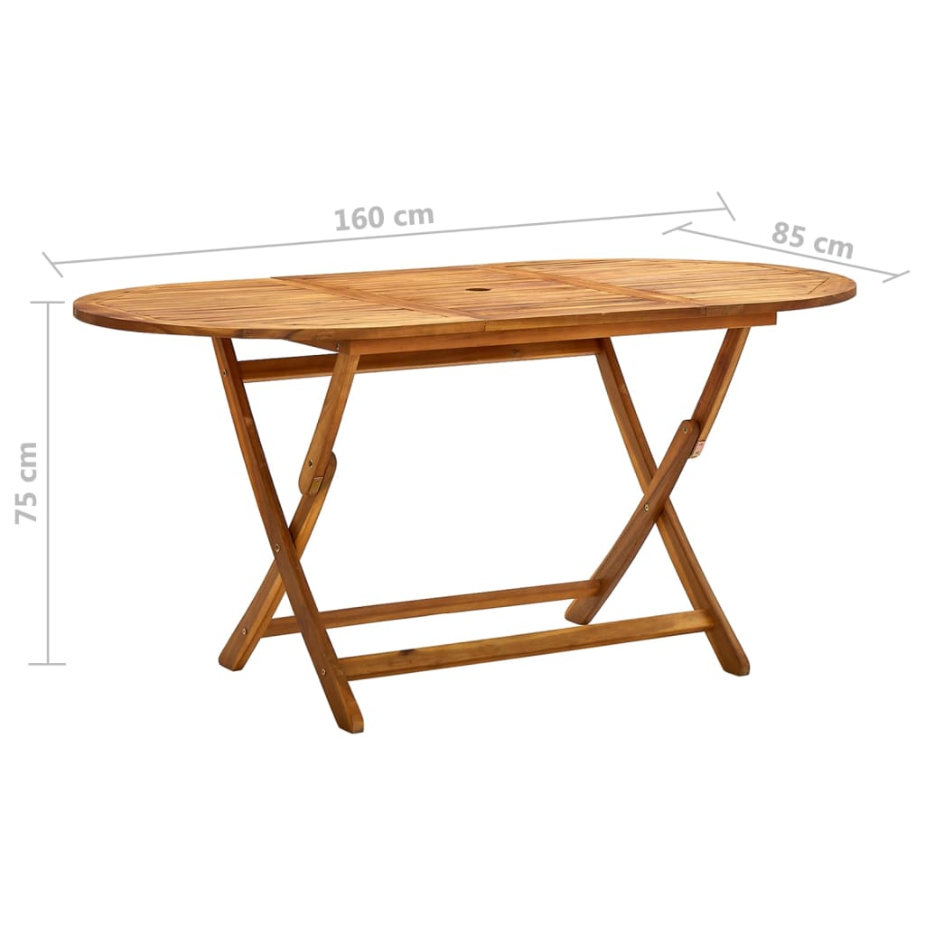 vidaXL Folding Patio Table Outdoor Folding Garden Table Solid Wood Acacia-1