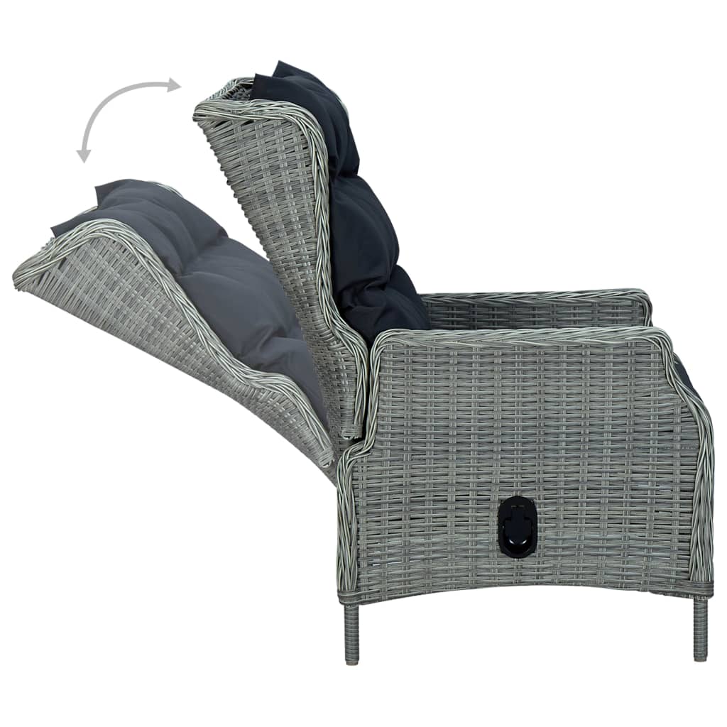 vidaXL Outdoor Recliner Chair Patio Lounge Chair with Cushions Poly Rattan-16