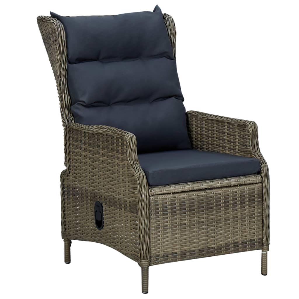 vidaXL Outdoor Recliner Chair Patio Lounge Chair with Cushions Poly Rattan-9