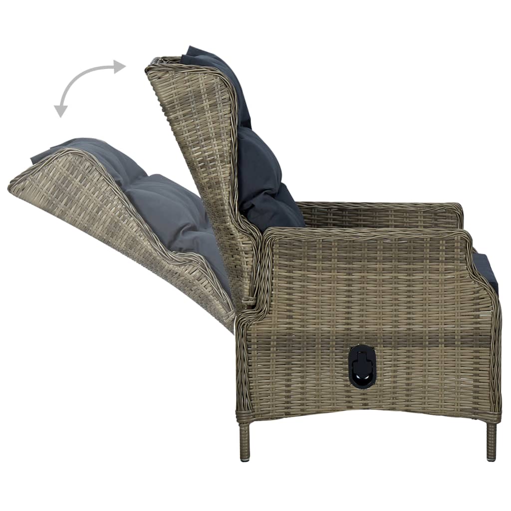 vidaXL Outdoor Recliner Chair Patio Lounge Chair with Cushions Poly Rattan-22