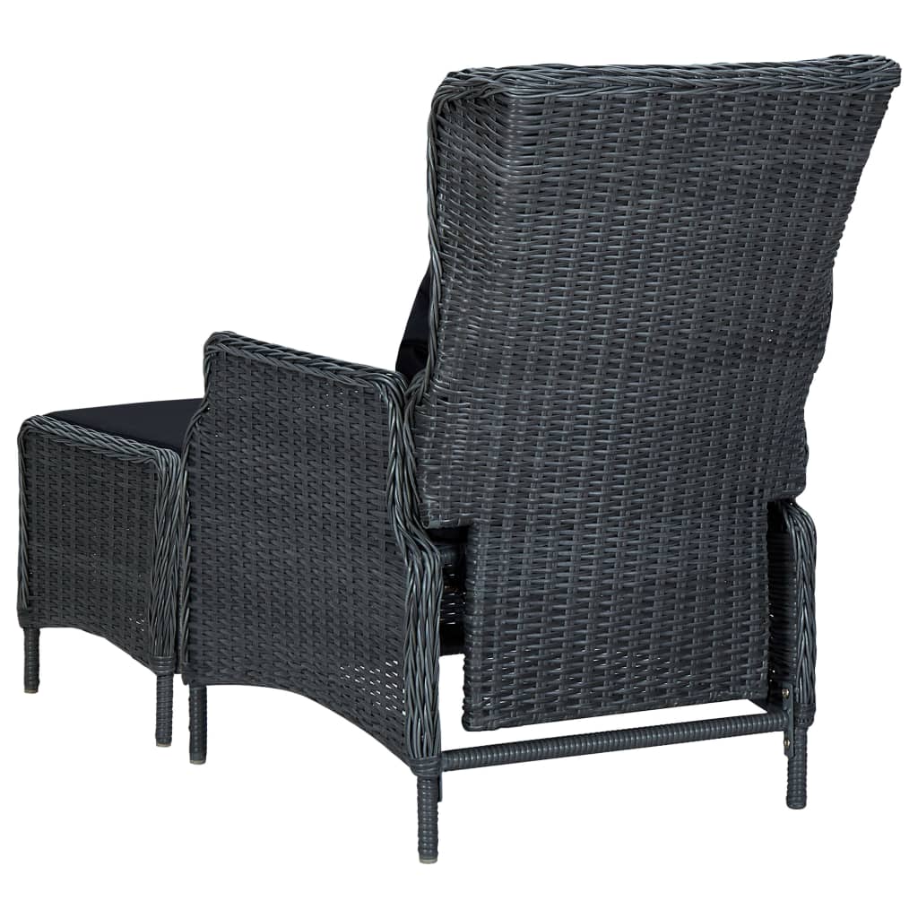 vidaXL Outdoor Recliner Chair Patio Lounge Chair with Cushions Poly Rattan-2