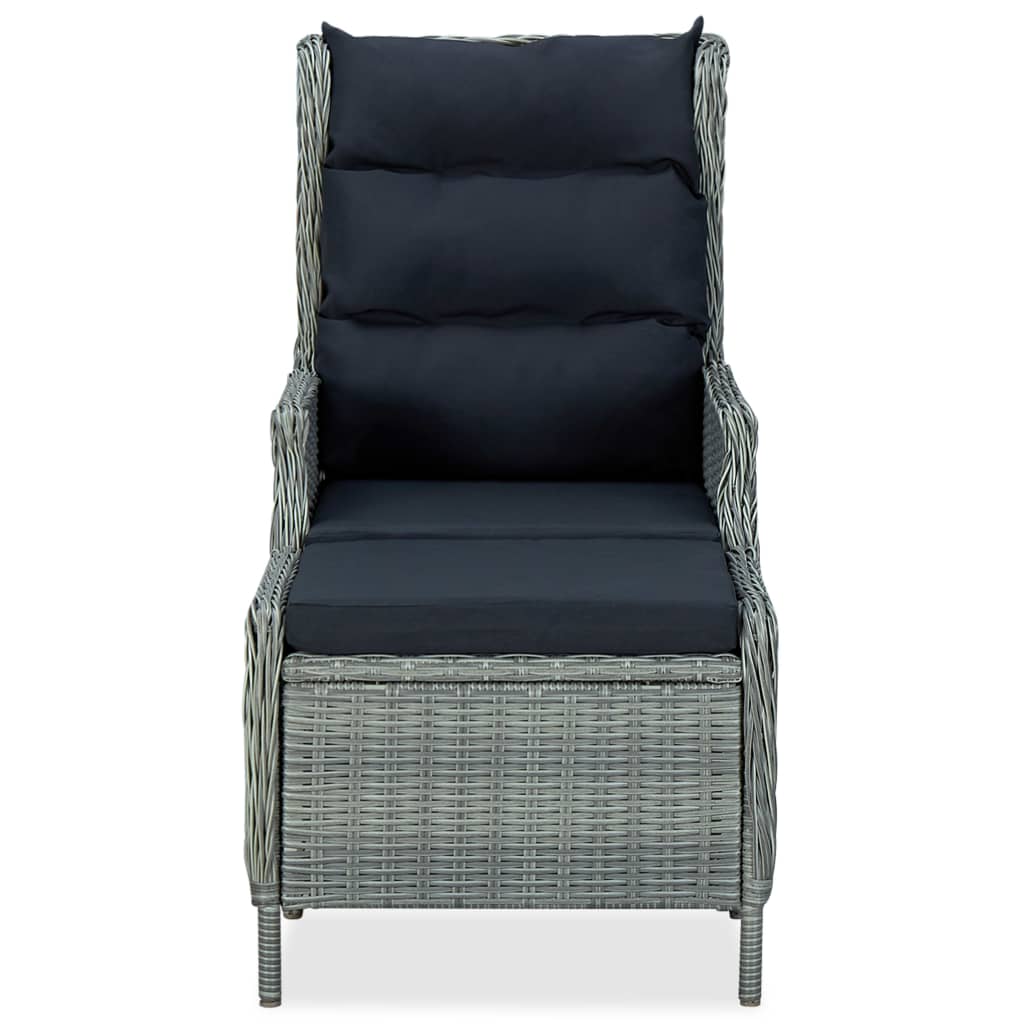 vidaXL Outdoor Recliner Chair Patio Lounge Chair with Cushions Poly Rattan-1