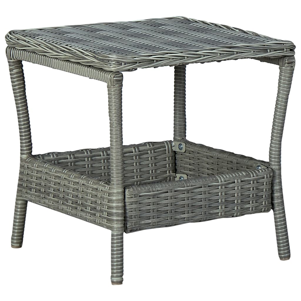 vidaXL Outdoor Side Table Garden Patio Porch End Table with Storage PE Rattan-3