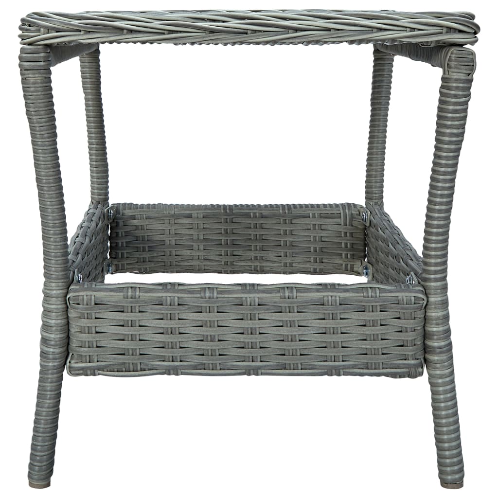 vidaXL Outdoor Side Table Garden Patio Porch End Table with Storage PE Rattan-5