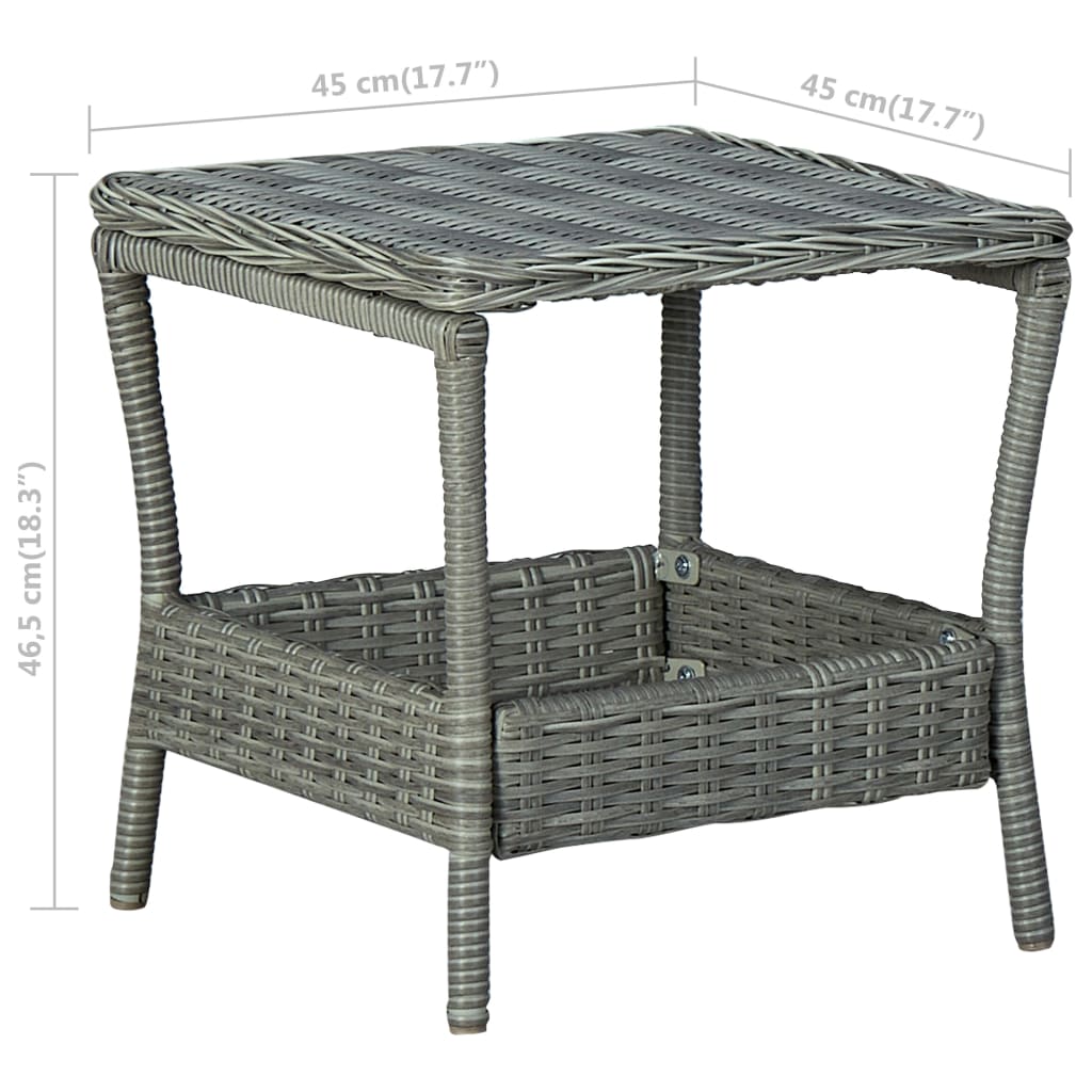 vidaXL Outdoor Side Table Garden Patio Porch End Table with Storage PE Rattan-12