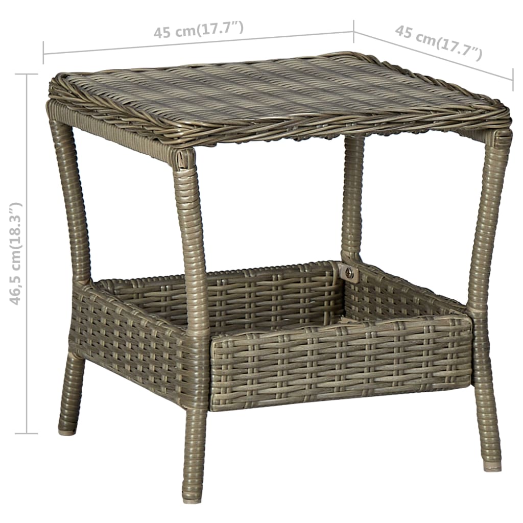 vidaXL Outdoor Side Table Garden Patio Porch End Table with Storage PE Rattan-14