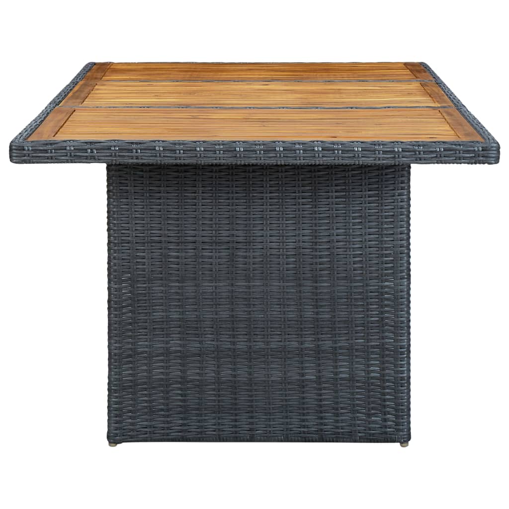 vidaXL Outdoor Dining Table Garden Porch Patio Table with Glass Top PE Rattan-3