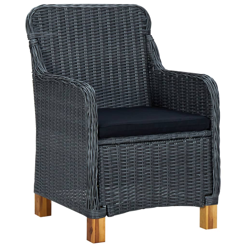 vidaXL Patio Chairs with Cushions 2 pcs Poly Rattan Dark Gray-1