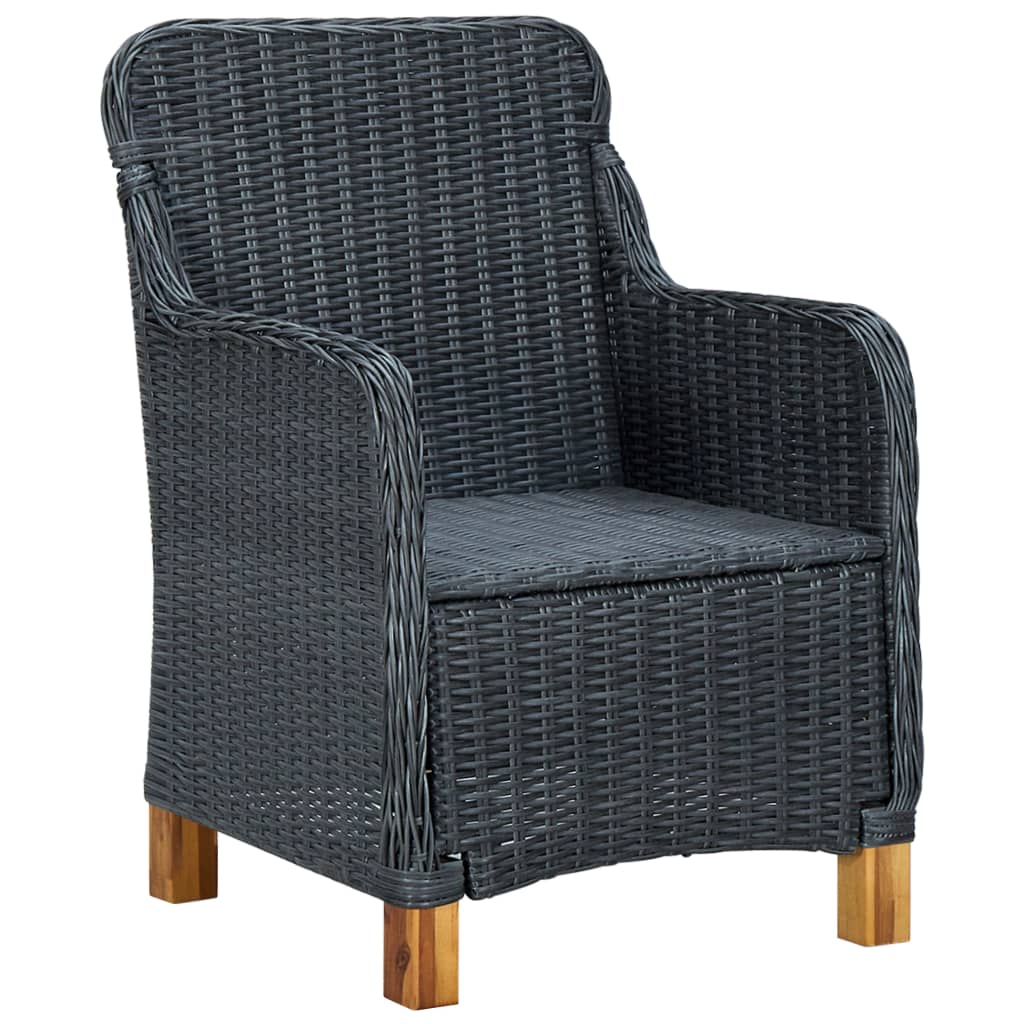 vidaXL Patio Chairs with Cushions 2 pcs Poly Rattan Dark Gray-2